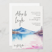 水の色の湖の平和ミニマリスト 招待状 (正面/裏面)