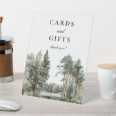 水の色の湖の森のウッドランドカードとギフト 台座サイン (インサイチュ)