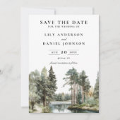 水の色の湖の森の森の写真結婚の セーブザデート (正面)