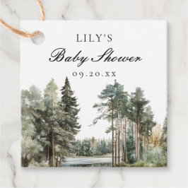 水の色の湖の森の素朴森の森の赤ちゃんシャワー フェイバータグ