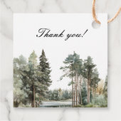 水の色の湖の森の素朴森の森の赤ちゃんシャワー フェイバータグ (裏面)