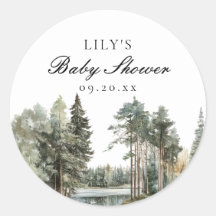 水の色の湖の森の素朴森の森の赤ちゃんシャワー