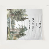 水の色の湖の森の結婚写真の背景 タペストリー (正面(横))