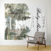 水の色の湖の森の赤ちゃんシャワー写真の背景 タペストリー (インサイチュ(横))