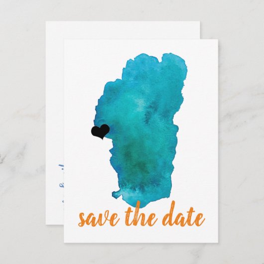 水の色の湖タホウェディング日付を保存 案内ポストカード (正面/裏面)