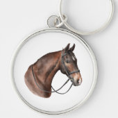 水の色の湾の馬の頭の手綱 キーホルダー (正面)