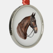 水の色の湾の馬の頭の手綱 メタルオーナメント (右)