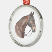 水の色の湾の馬の頭の手綱 メタルオーナメント (左)