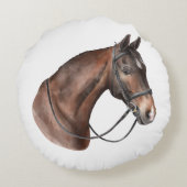 水の色の湾の馬の頭の手綱 ラウンドクッション (裏面)