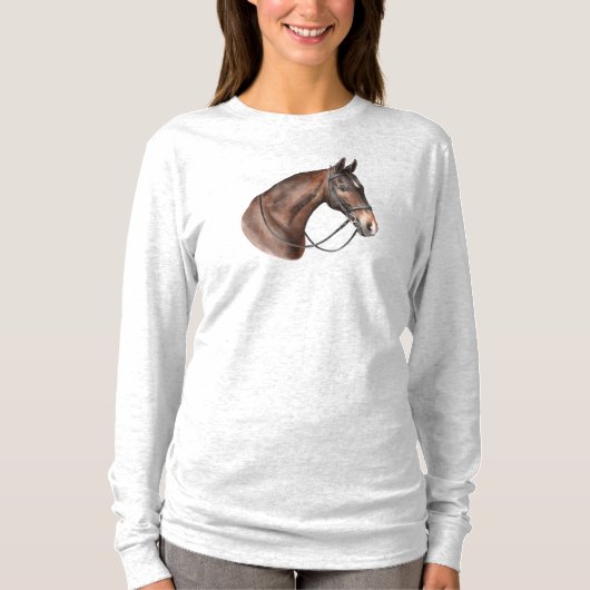 水の色の湾の馬の頭の手綱 Tシャツ (正面)