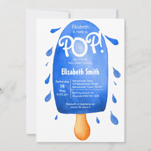 水の色の準備ができてポップ・アートの男の赤ちゃんの赤ちゃんシャワー 招待状 (正面)