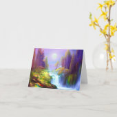 水の色の滝のカスタマイズ カード (黄色い花)