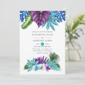 水の色の熱帯の蘭の孔雀結婚の 招待状 (スタンド正面)