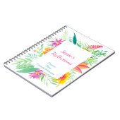 水の色の熱帯フローラのパーソナ縁どライズ ノートブック (左側)