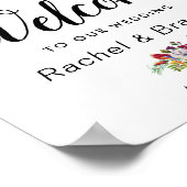 水の色の熱帯フローラ結婚歓迎 ポスター (角)