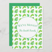 水の色の熱帯モンステラ葉の新しい住所 案内状 (正面/裏面)