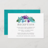 水の色の熱帯蘭のジオメトリック結婚ス エンクロージャーカード (正面/裏面)