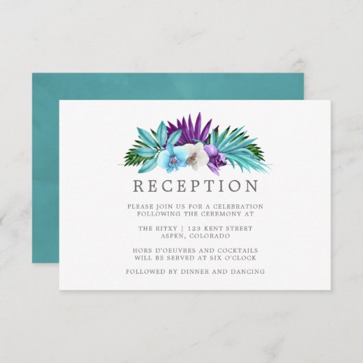 水の色の熱帯蘭のジオメトリック結婚ス エンクロージャーカード (正面/裏面)