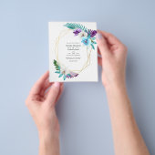 水の色の熱帯蘭のジオメトリック結婚ス チラシ (手)