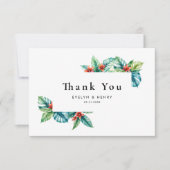 水の色の熱帯離れの緑の夏結婚の サンキューカード (正面)