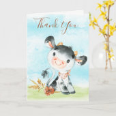 水の色の牛の農場ありがとう カード (黄色い花)