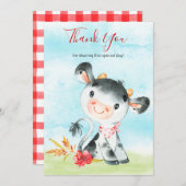 水の色の牛の農場ありがとう サンキューカード (正面/裏面)