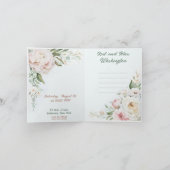 水の色の牡丹の庭、結婚の記念日 招待状 (内部)