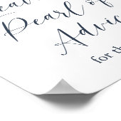 水の色の牡蠣離れ「アドバイスの真珠」のサイン ポスター (角)