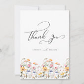 水の色の牧草地の野結婚花の感謝の車 サンキューカード (正面)