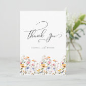 水の色の牧草地の野結婚花の感謝の車 サンキューカード (スタンド正面)