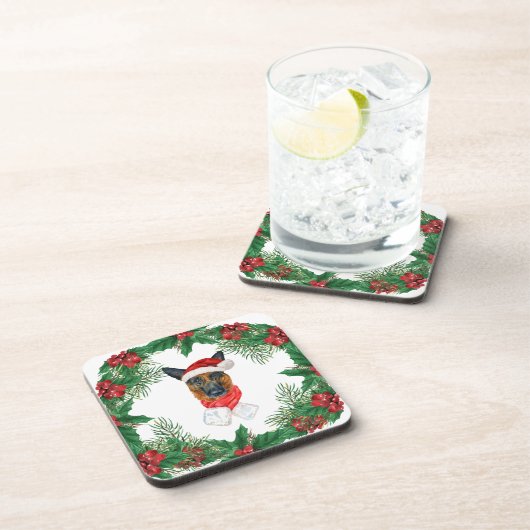 水の色の犬の品種、ドイツの羊飼いのクリスマス コースター (右側)