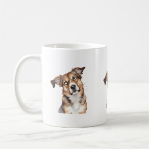 水の色の犬は混乱している驚いた犬 コーヒーマグカップ