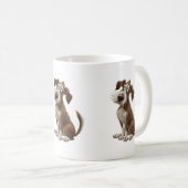 水の色の犬は混乱している驚いた犬 コーヒーマグカップ (正面右)