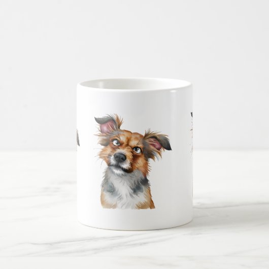 水の色の犬は混乱している驚いた犬 コーヒーマグカップ (中央)
