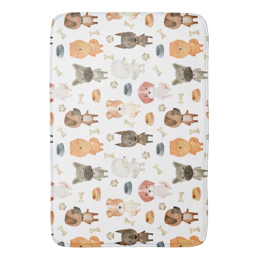 水の色の犬。 バスマット (正面縦)