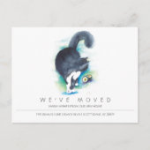 水の色の猫の新しい家の動き発表 ポストカード (正面)