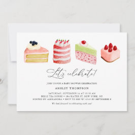 水の色の甘いケーキ赤ちゃんシャワーブランチ 招待状