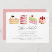 水の色の甘いケーキ赤ちゃんシャワーブランチ 招待状 (正面/裏面)