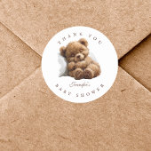 水の色の甘いテディベアありがとうステッカー ラウンドシール