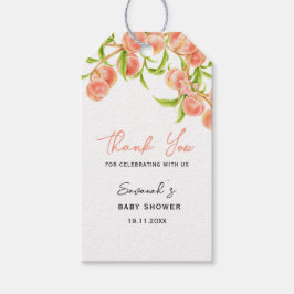 水の色の甘い小さな桃の赤ちゃんシャワー ギフトタグ