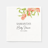 水の色の甘い小さな桃の赤ちゃんシャワー スタンダードカクテルナプキン (正面)