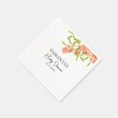 水の色の甘い小さな桃の赤ちゃんシャワー スタンダードカクテルナプキン (角)