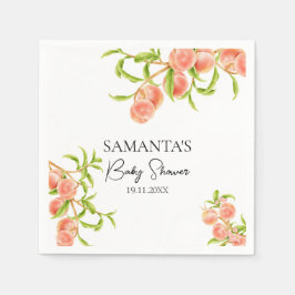 水の色の甘い小さな桃の赤ちゃんシャワー スタンダードカクテルナプキン
