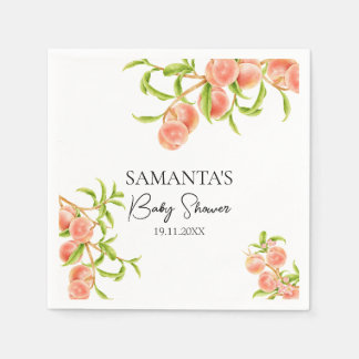 水の色の甘い小さな桃の赤ちゃんシャワー スタンダードカクテルナプキン