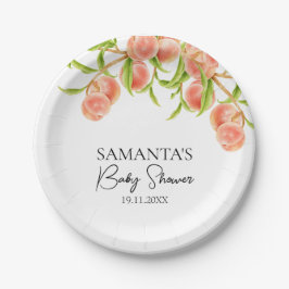 水の色の甘い小さな桃の赤ちゃんシャワー ペーパープレート