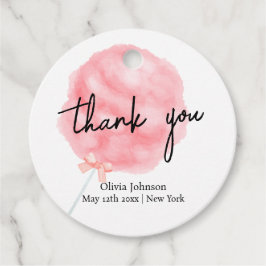 水の色の甘い弓コットンキャンディーベビーシャワー フェイバータグ