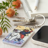 水の色の男の子の王は白いパンパワーに乗る キーホルダー (正面右)