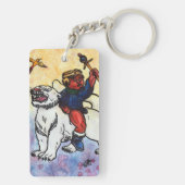 水の色の男の子の王は白いパンパワーに乗る キーホルダー (裏面)