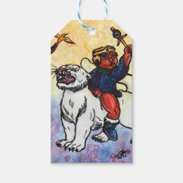 水の色の男の子の王は白いパンパワーに乗る ギフトタグ