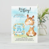 水の色の男の子の馬ベビーシャワーファーム招待状 招待状 (スタンド正面)